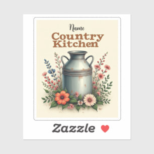 Adesivo Folha de Vintage Milk Can Floral Sticker
