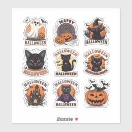 Adesivo Folha de Vintage Spooky Halloween Cat Sticker