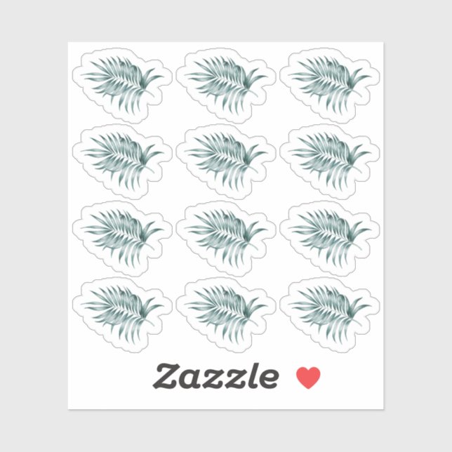 Adesivo Folhagem Tropical de Palmeira Verde Folhas Aquarel (Folha)