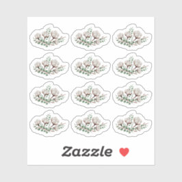 Adesivo Folhagem Verde Rustic Southern Cotton Boll Flores