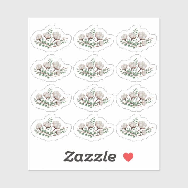 Adesivo Folhagem Verde Rustic Southern Cotton Boll Flores (Folha)