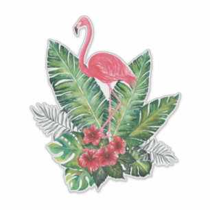 Adesivo Folhas tropicais Flamingo