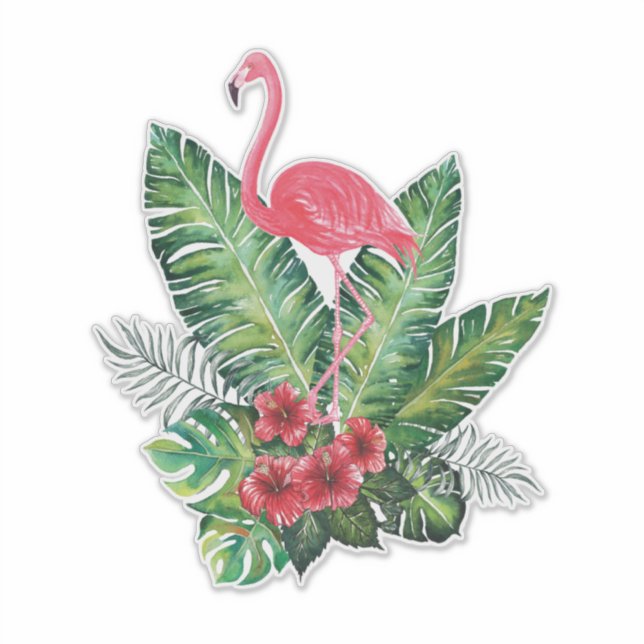 Adesivo Folhas tropicais Flamingo (Frente)
