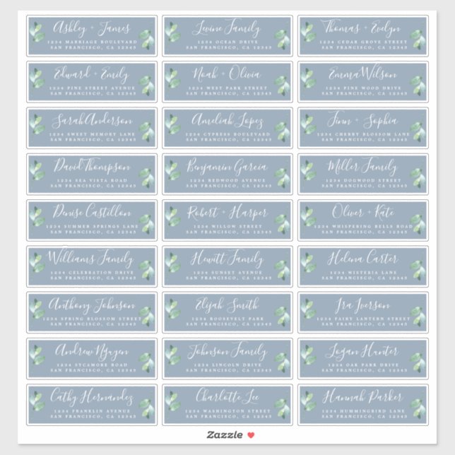 Adesivo Foliage Blue Wedding Guest Address Labels (Folha)