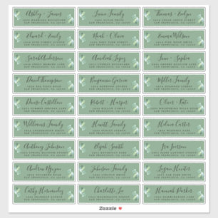 Adesivo Foliage Green Wedding Guest Labels