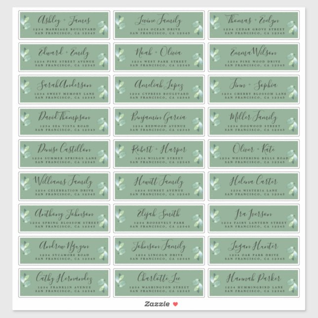 Adesivo Foliage Green Wedding Guest Labels (Folha)