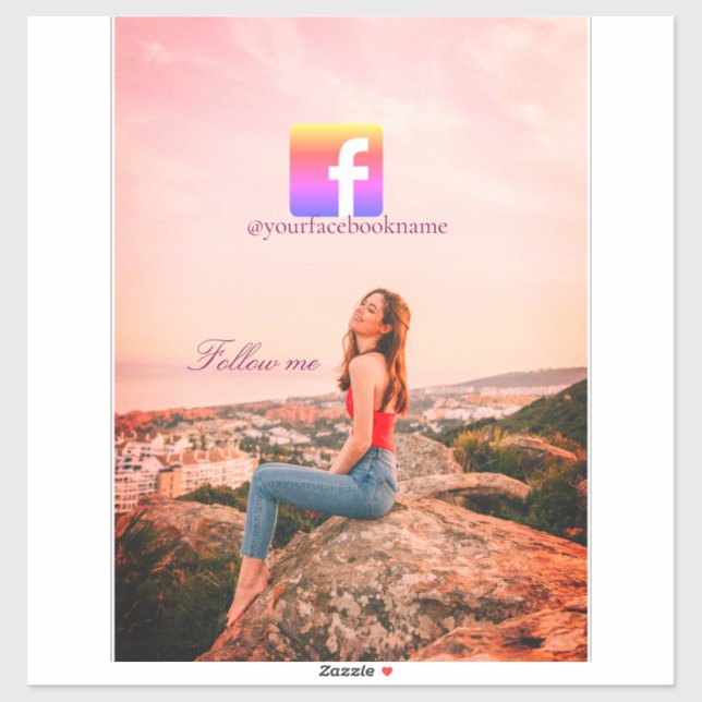 Adesivo follow us facebook username social media photo  (Folha)