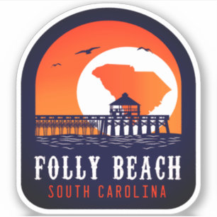 Adesivo Folly Beach South Carolina Retro Souvenirs