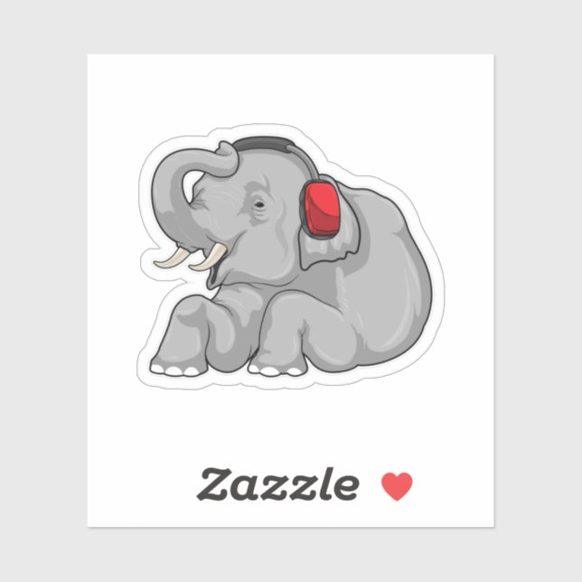 Adesivo Fone de ouvido de música elefante (Folha)