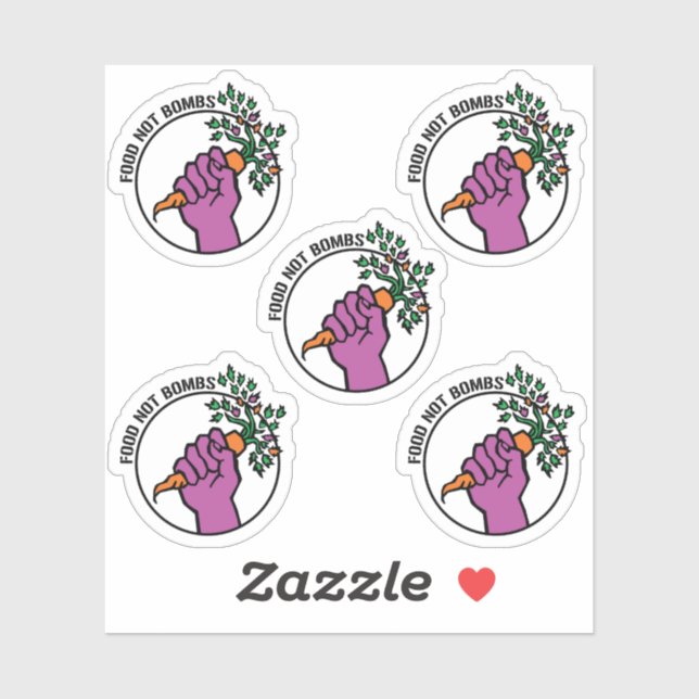 Adesivo Food Not Bombs logo sticker pack w/text (Folha)