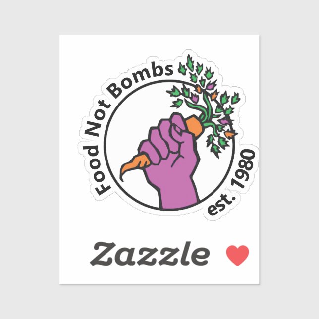 Adesivo Food Not Bombs logo with text (Folha)