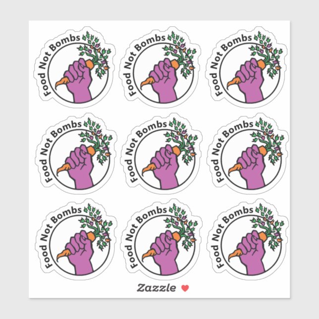 Adesivo Food Not Bombs logo with text sticker pack (Folha)