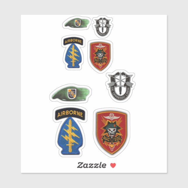 Adesivo Forças Especiais MACVSOG SOG Berets verdes contorn (Folha)