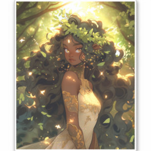 Adesivo Forest Elf African Black Fantasy Art