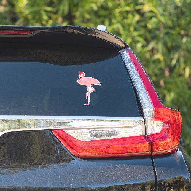 Adesivo Forma Flamingo Rosa Cortada (Lado do carro)
