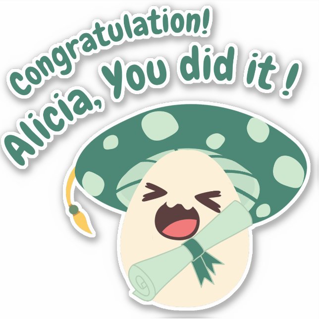 Adesivo Formando de Cogumelo Verde Divertido (Frente)