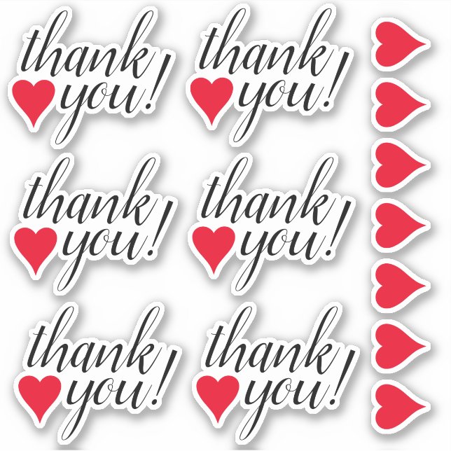 Adesivo Formas do Coração e agradecimento "obrigado você!" (Frente)