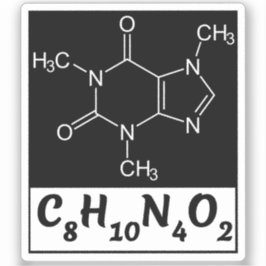 Adesivo Fórmula Molecular de Cafeína - Café Preto