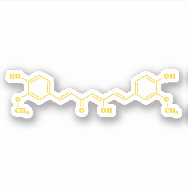 Adesivo Fórmula química molecular da curcumina turmérica (Frente)