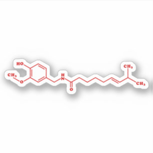 Adesivo Fórmula Química Molecular de Capsaicina Chili