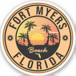 Adesivo Fort Myers Beach Retro - Flórida Souvenirs Sticker