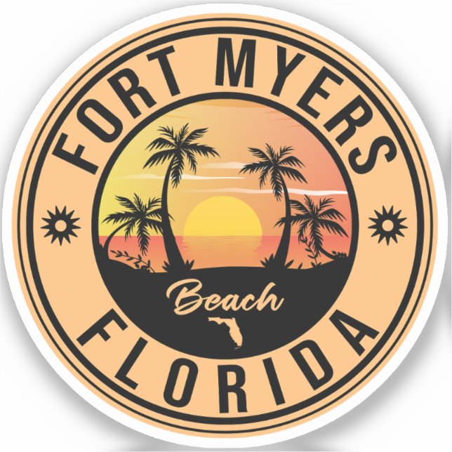 Adesivo Fort Myers Beach Retro - Flórida Souvenirs Sticker (Frente)