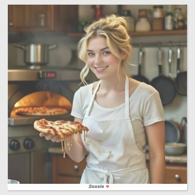 Adesivo Foto de comer pizza personalizar (Folha)