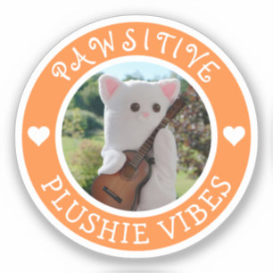 Adesivo Foto de Plushie Pawsitive Pawsitive Laranja Kawaii