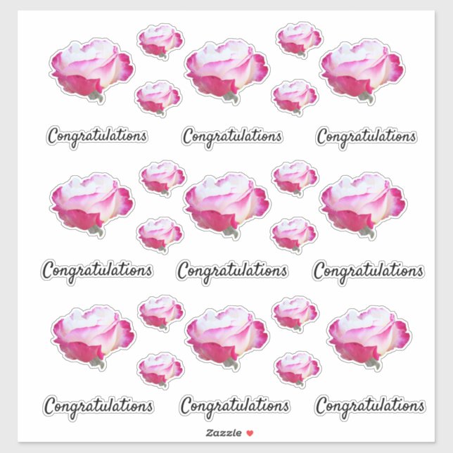 Adesivo Foto de Rosa branco e vermelho | Parabéns (Folha)