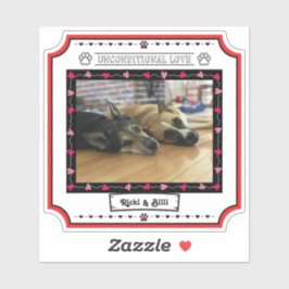 Adesivo Foto incondicional de Cachorro de Amor com Coraçõe