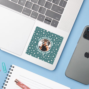 Adesivo Foto Personalizada com Pérolas em Círculo sobre Az