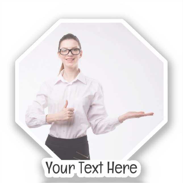 Adesivo Foto personalizada e quadro de polígono de texto (Frente)