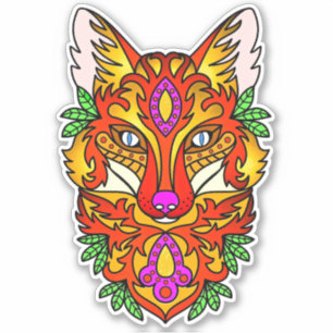 Adesivo Fox boho abstrato art
