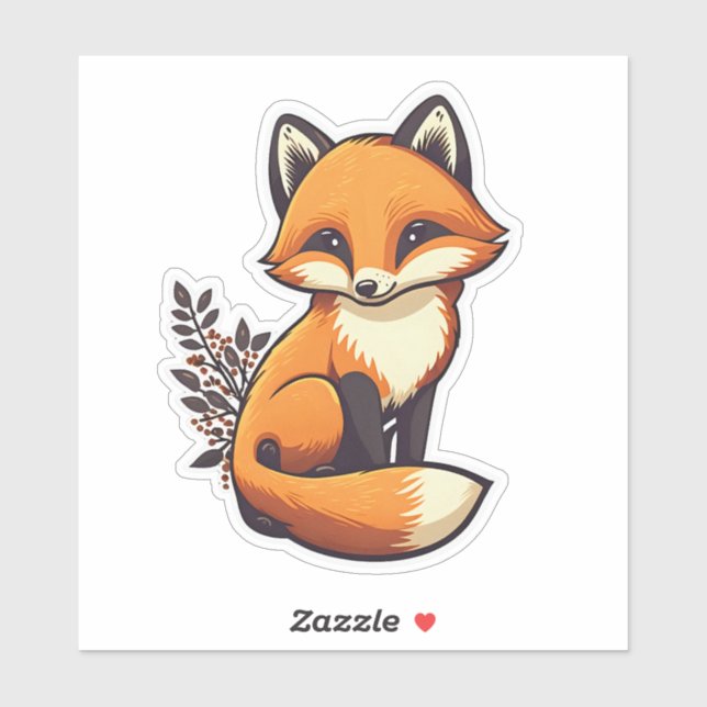 Adesivo Fox cute little animal (Folha)