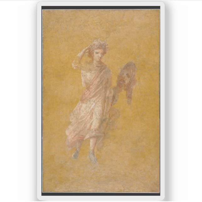 Adesivo Fragmento de um Painel Fresco Amarelo com Uso (Frente)