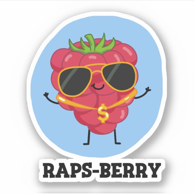 Adesivo Framboesa Engraçado de rap-berry (Frente)