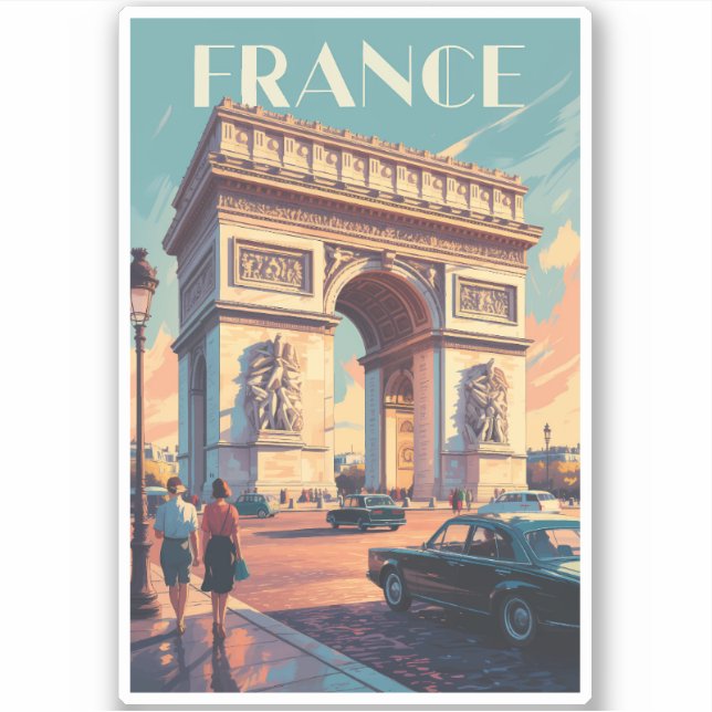 Adesivo France Arc de Triomphe Viagem Art Vintage (Frente)