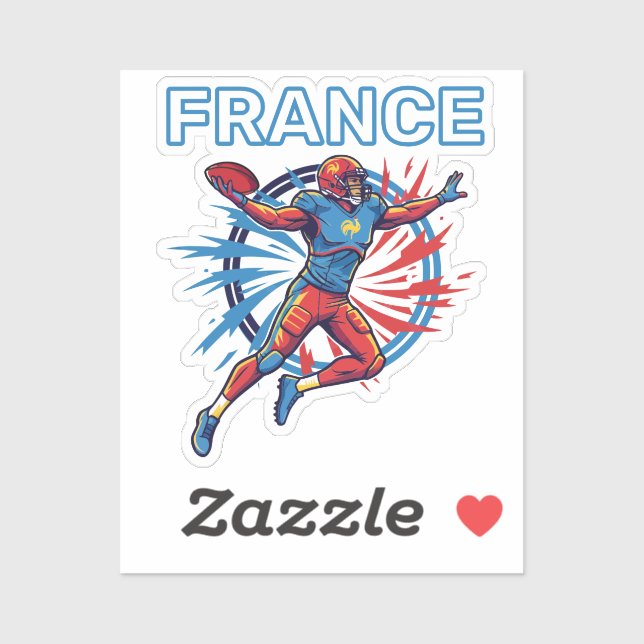 Adesivo France Football Dynamic Quarterback Patriotic Art (Folha)
