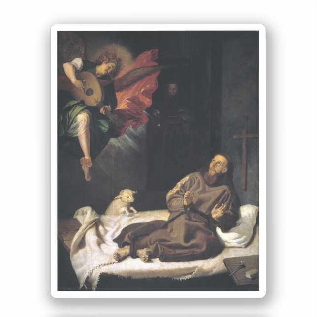Adesivo Francisco de Assisi com música de anjo (Frente)