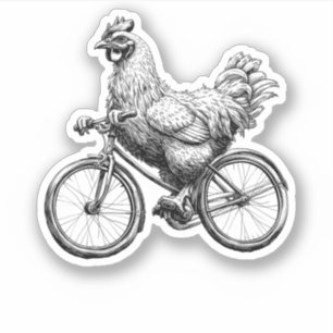 Adesivo Frango Engraçado Andando De Bicicleta Ciclista Cut