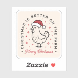 Adesivo Frango Feliz Natal fazenda engraçada estética verm