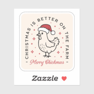 Adesivo Frango Feliz Natal fazenda engraçada estética verm