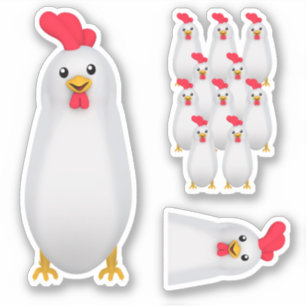 Adesivo Frango / Galo Branco Fofo