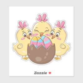 Adesivo Frangos de Páscoa com Ovo