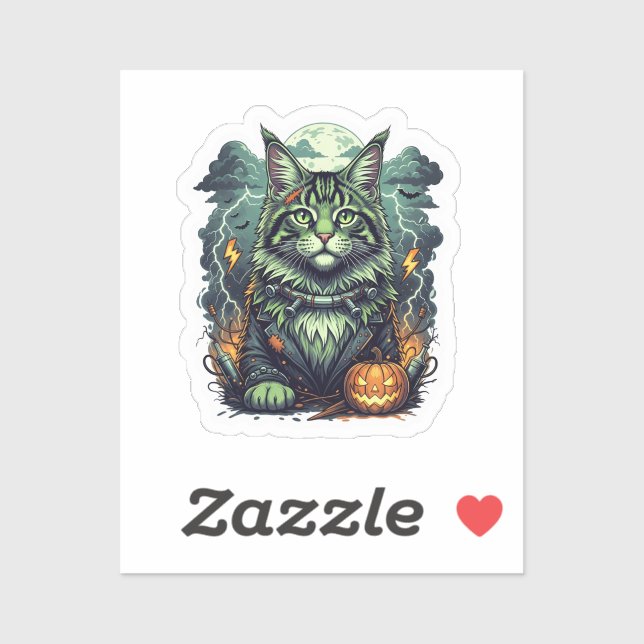 Adesivo FrankenCoon - Halloween do Maine Coon (Folha)