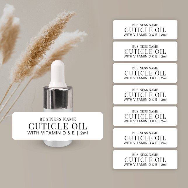 Adesivo Frasco para injetáveis de 2 ml MINI Rótulo do Fras (Simple nail and cuticle oil dropper bottle product label with fully editable design)
