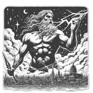 Adesivo Frath Of Zeus ink Illustration Grega mythology art