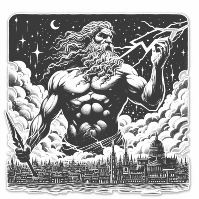 Adesivo Frath Of Zeus ink Illustration Grega mythology art (Frente)