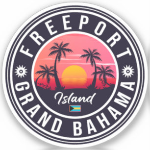 Adesivo Freeport Bahamas Retro Sunset Souvenirs 60s