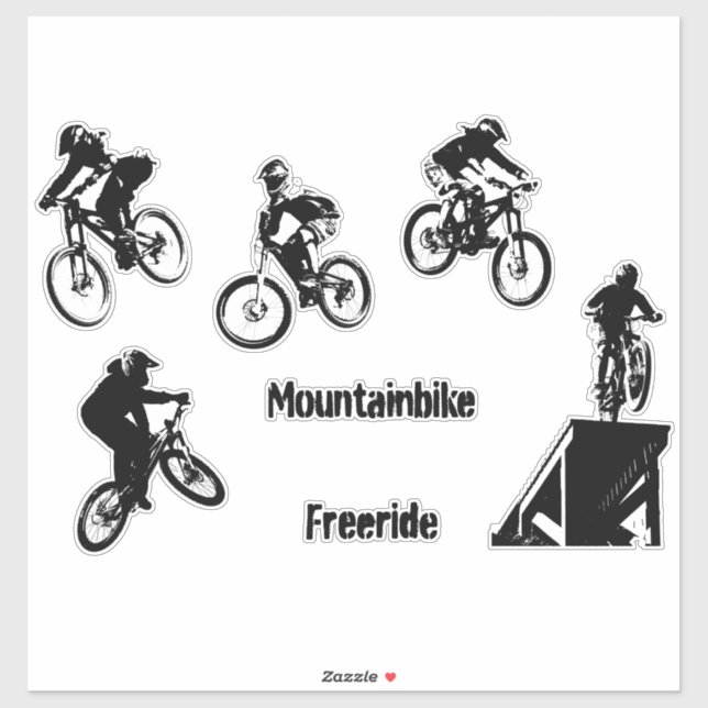 Adesivo Freeride Mountain Bike Silhouette of Mountainbiker (Folha)